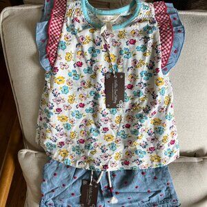 Matilda Jane Chambray shorts & floral shirt Set